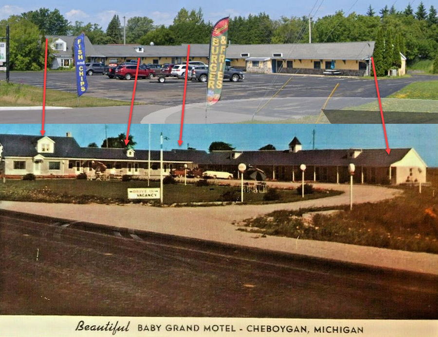 Baby Grand Motel - Comparison Of Post Card And Street View (newer photo)